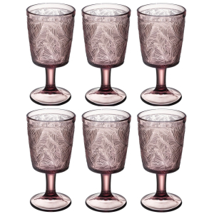 Komplet pokali LEAVES COLOR 340ml 6 sztuk różowe